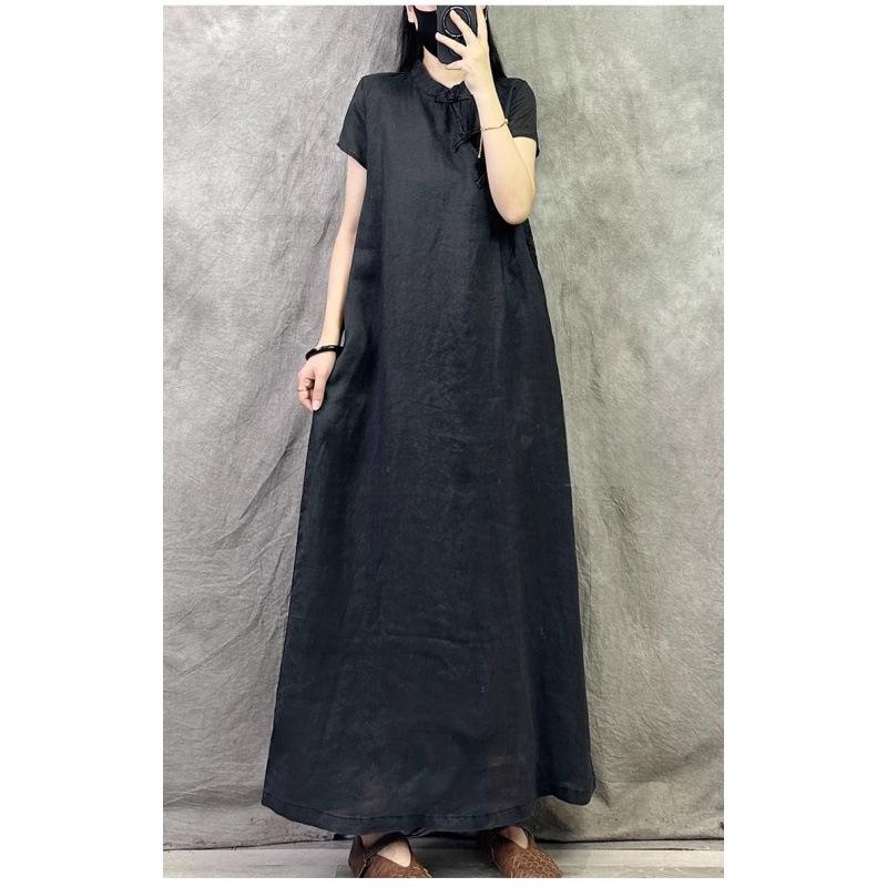 Retro Style Women s Qipao: Cotton Linen Summer 2026 Plus Size Elegant Long Dress L