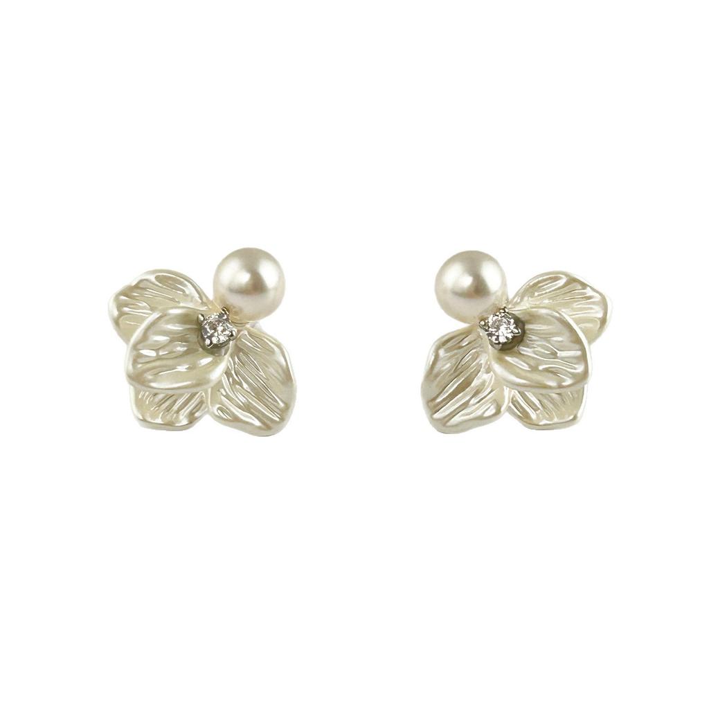 French Gentle Vintage Flower Stud Earrings Women's Pearl Earrings Earrings