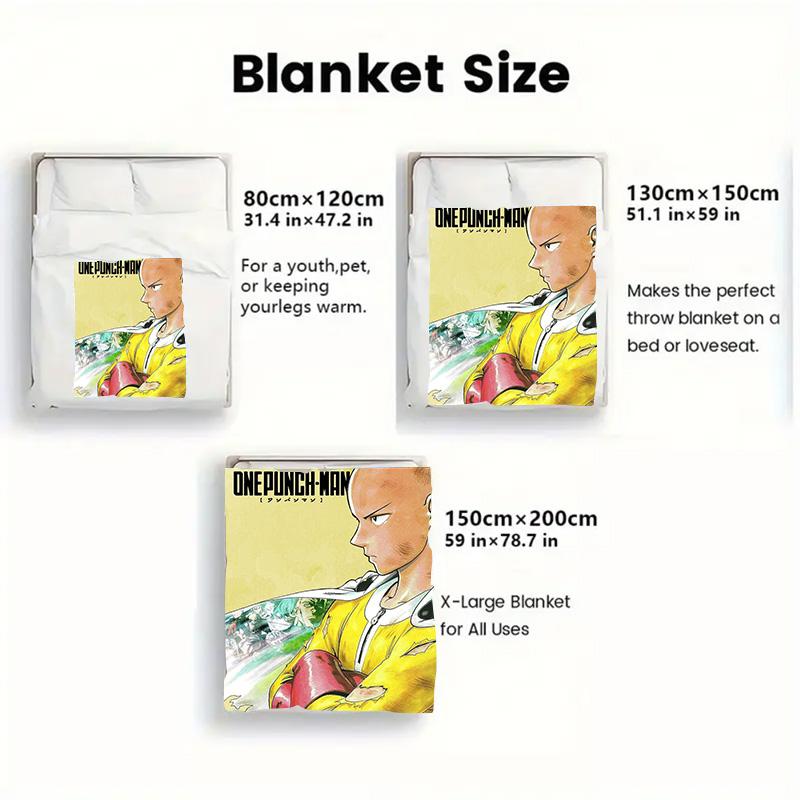 One-Punch Man 2D Flat Pattern Flannel Blanket High Quality All Seasons Warmth and Comfort Perfect for Christmas Gifts.DMT0925501