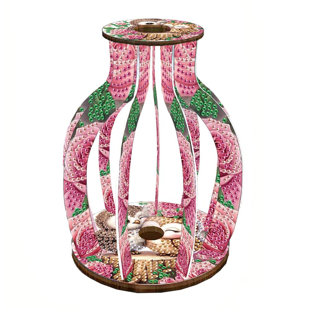 Diamond Art Kits Decorative Vase Wooden 3D Crystal Mosaic Craft Tabletop Decoration Diamond Painting Kit for Adults
