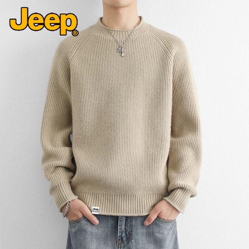 JEEP Men's Heavyweight Crew Neck Knit Sweater