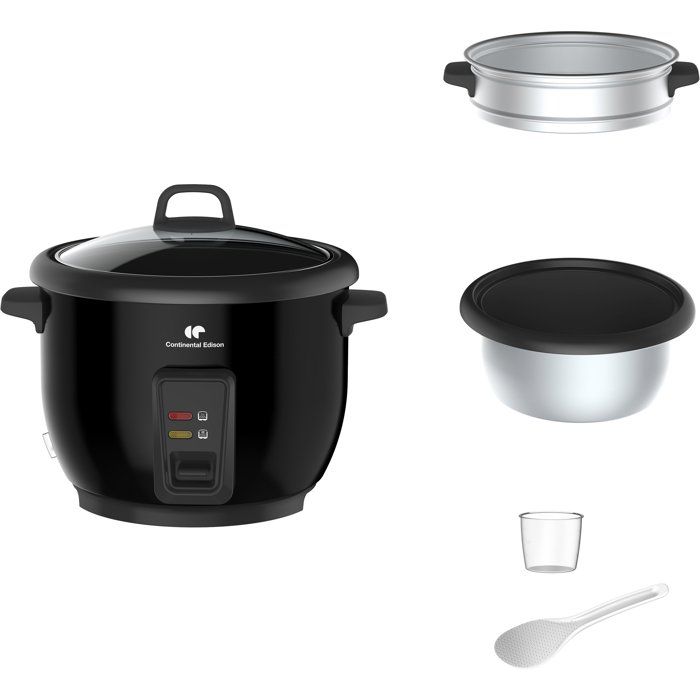 Cuiseur a riz - CONTINENTAL EDISON - CECR18B - 700 W - 1,8 L - Avec Panier vapeur - Fonction maintien au chaud - Inox