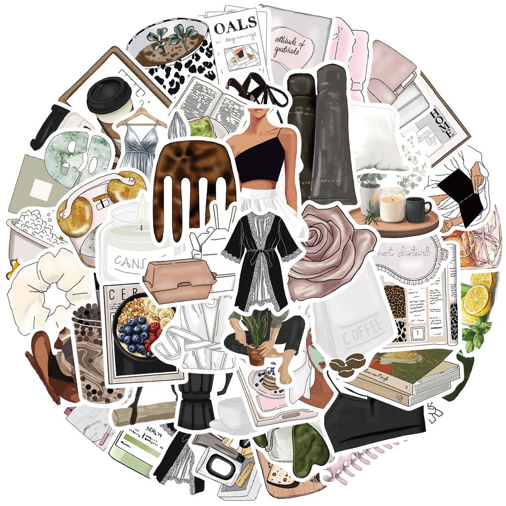 50pcs Clean Girl INS Aesthetics Art Graffiti Stickers Phone Guitar Laptop Suitcase Cup Waterproof Cartoon Sticker Kids Toys