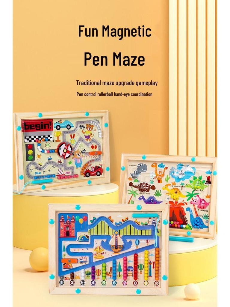 Cross-Border Montessori Children's Magnetic Bead Maze Board: Educational Color Sorting and Counting Toy