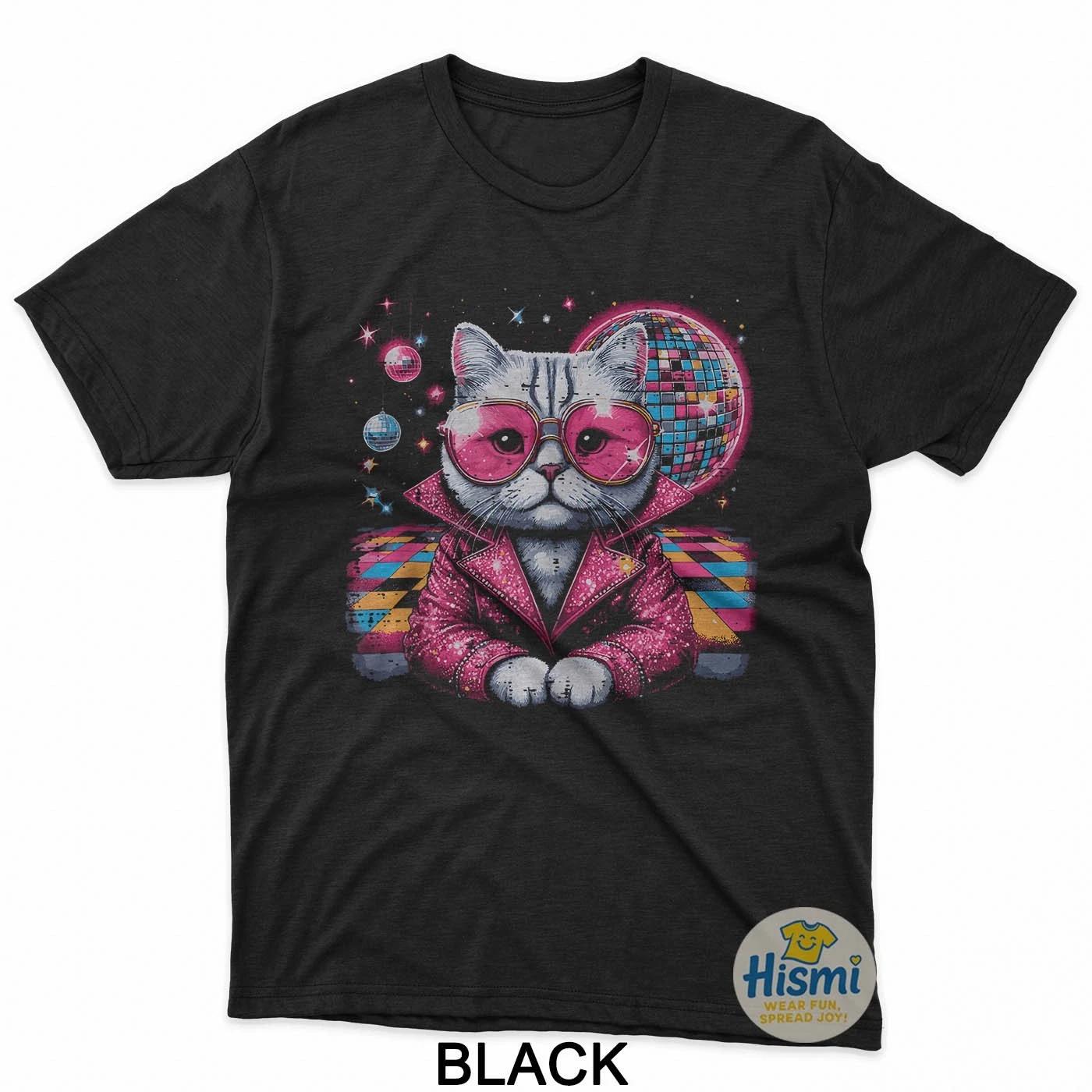 

Cat Suit Disco Ball Vintage Kitten Kitty 70S Men Women T-Shirt 3XL