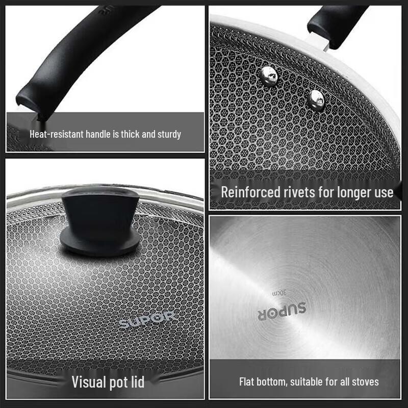 SUPOR Crystal Shield Edelstahl 304 Antihaft-Wok