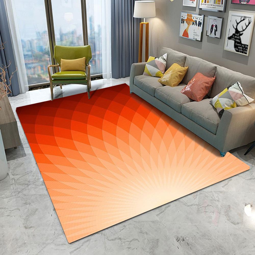 Abstract Geometric Pattern Floor Mat Various Styles with Colorful Stripes and Radial Shapes NonSlip Rug for Home Decor