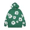 Felpa con cappuccio floreale trendy marca americana pullover casual ampio con stampa digitale per uomo e donna