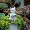 1Pc Nine-tailed Fox Animal Resin Ornaments Decorative Statue for Outdoor Courtyard Patio Garden Succulent Potted Home Office Desktop Decoration