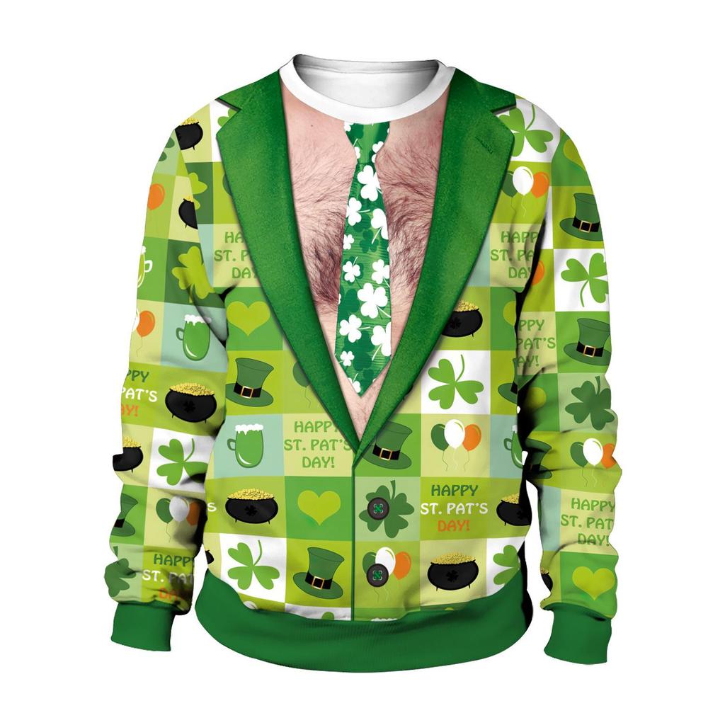 St. Patrick's Day Green Hat Irish Festival 2026 Spring New Year Couple T-shirts & Hoodies for Men