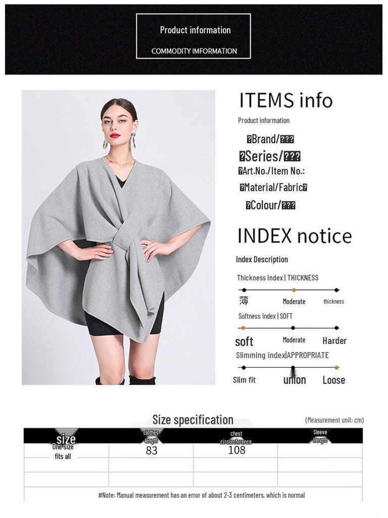 European & American Autumn/Winter Fashion Shawl Cape: Plus Size Knitted Cardigan Cloak for Women