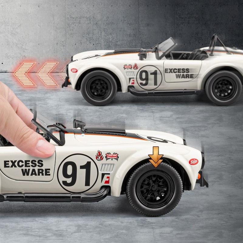 AAZW1 1:22 Cobra 427 S/C Convertible Sports Car Model Diecast Metal Classic Retro Vehicles Car Model Sound Light Kids Toy Gift