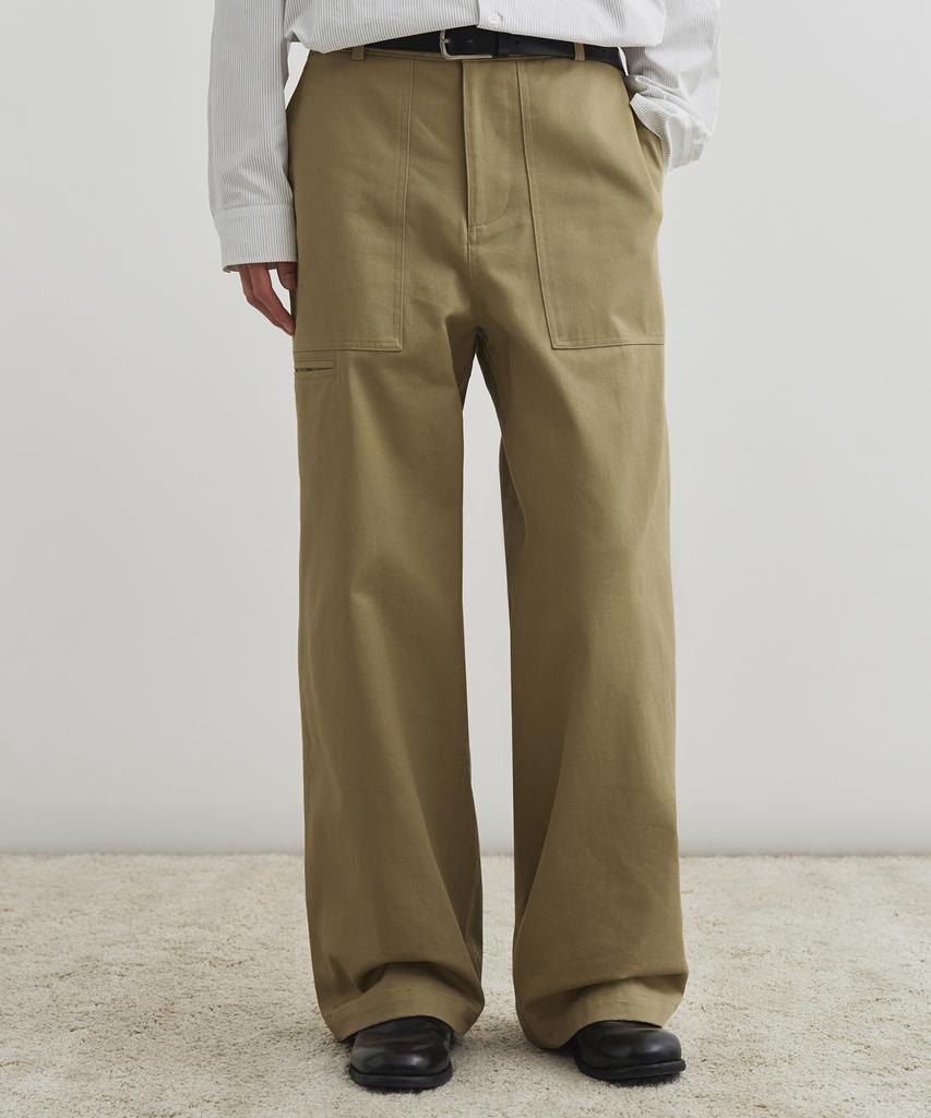 DRAW FIT Wide Fatigue Chino Pants [Beige]