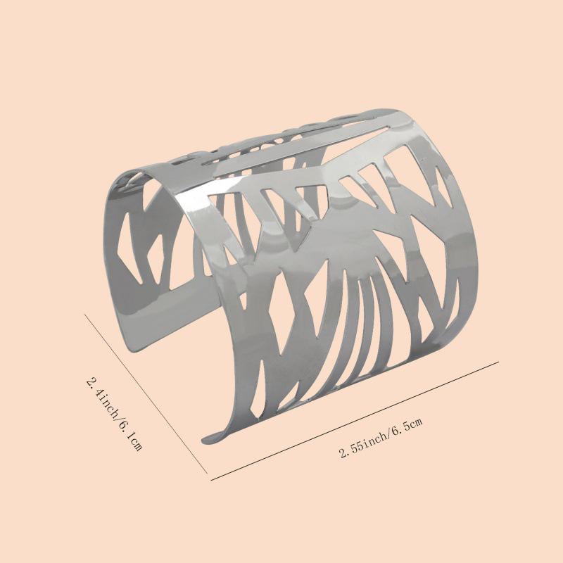 Women's European & American Fashion Metal Hollow-Out Exaggerated Elastic Bracelet Armlet
