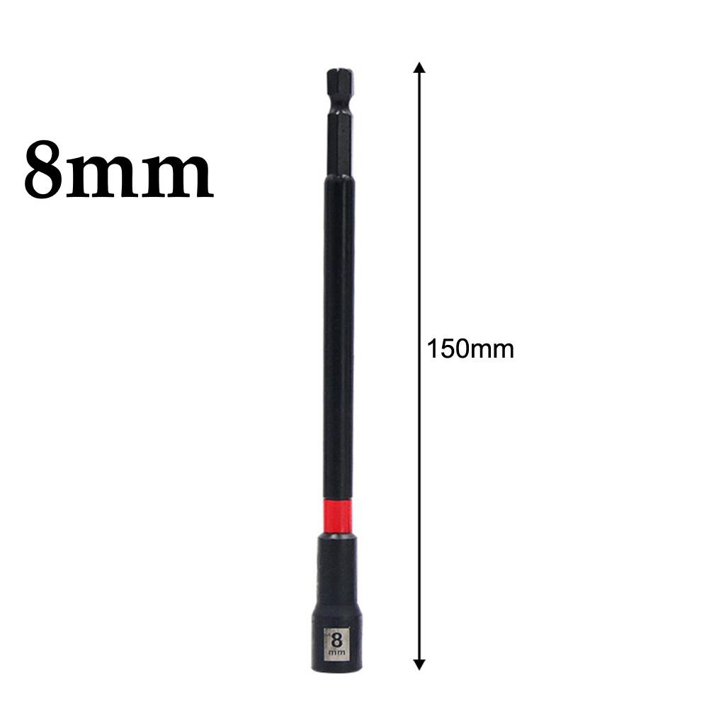 5PCS 6 Inch Magnetic Long Nut Driver 8-14mm For Impact Drill Long Shank Nut Driver Bits Hex Socket Adapter