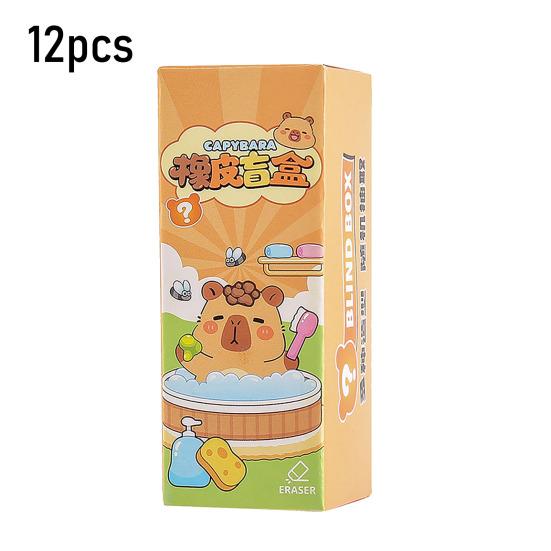 Yousheng 12Pcs Cute Capybara Eraser Set Kawaii 3D Animal Shaped Pencil Erasers for Kids Clean Erasing Low Dust School Supplies Party Favors for