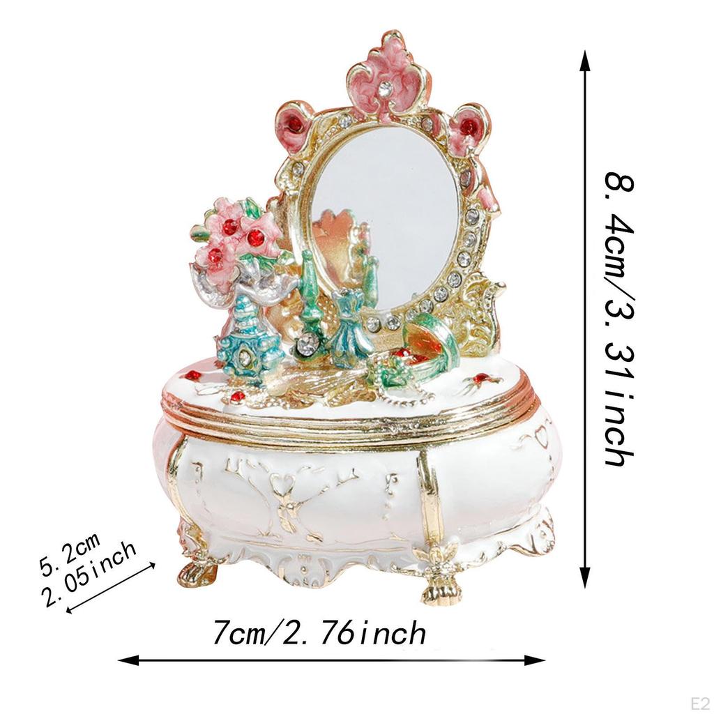 Enamel Jewelry Trinket Box Holder Display Tabletop Women Collectible Party Handmade Wedding Dresser