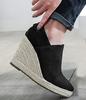  Women High Heels Espadrilles Shoes Causal Suede Pumps Wedges Platform Pointed Toe Sip On Zip Skid Resistance Comfort