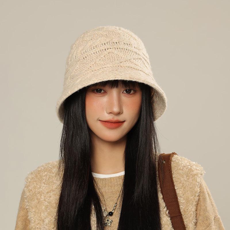 

Women s Bucket Hat Knitted Fisherman Cap Autumn Winter Hats For Women Solid Color Casual Foldable Bob New 56-58cm бежевый