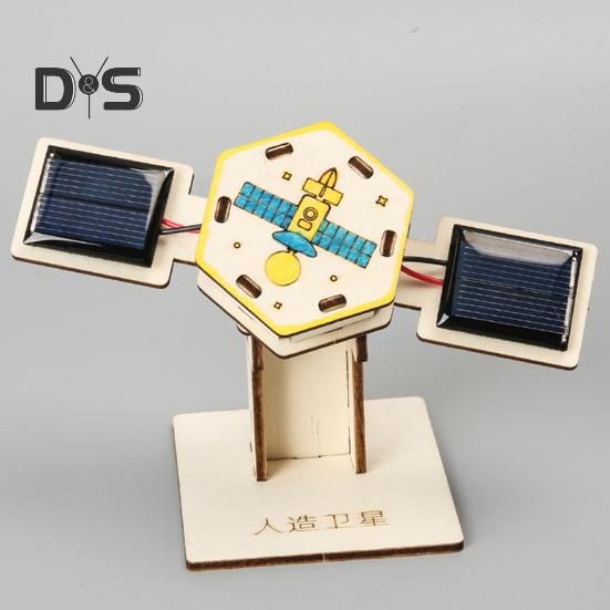 1/2 Sets DIY Artificial Satellite Model Kit Educational Handmade Wooden Puzzle Satellite Model Kids Science Exploration Projects STEM Toy Space Lover