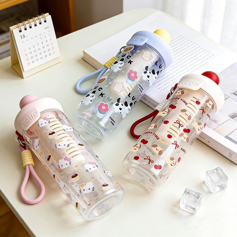 Children's Cartoon Straw Water Bottle
