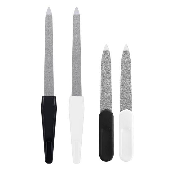8Pcs Double-sided Metal Nail File with Ergonomic Non-slip Handle Professional Men Women Stainless Steel Gel Acrylic Fingernail File Emery Board