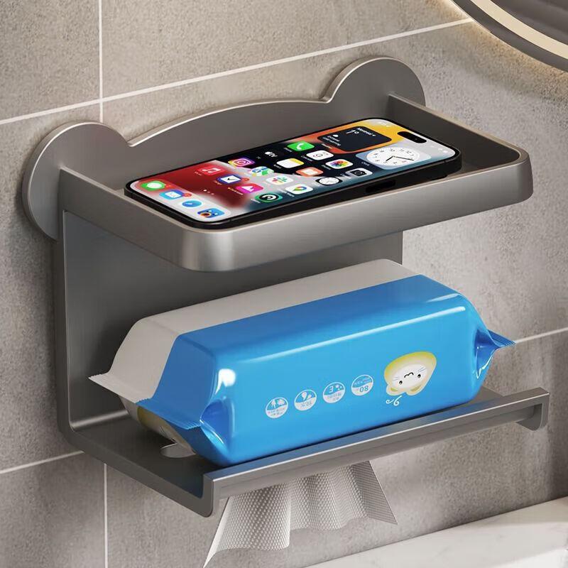 No-Drill Bathroom Phone Shelf with Paper Holder