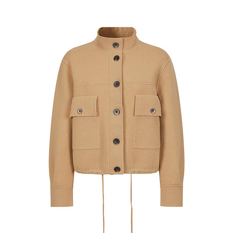 JUZUI Women's Stand-Collar Wool Knit Cardigan