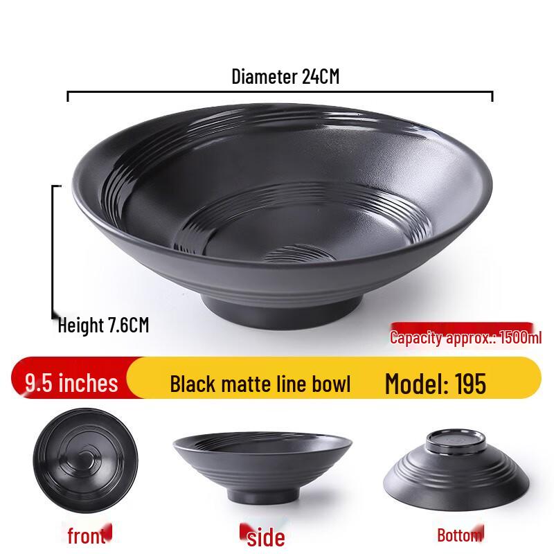 Japanese Style Black Melamine Noodle Bowl