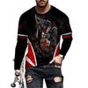 Templar 3D Digital Printed Men's Street Trendy Round Neck Long Sleeve T-shirt