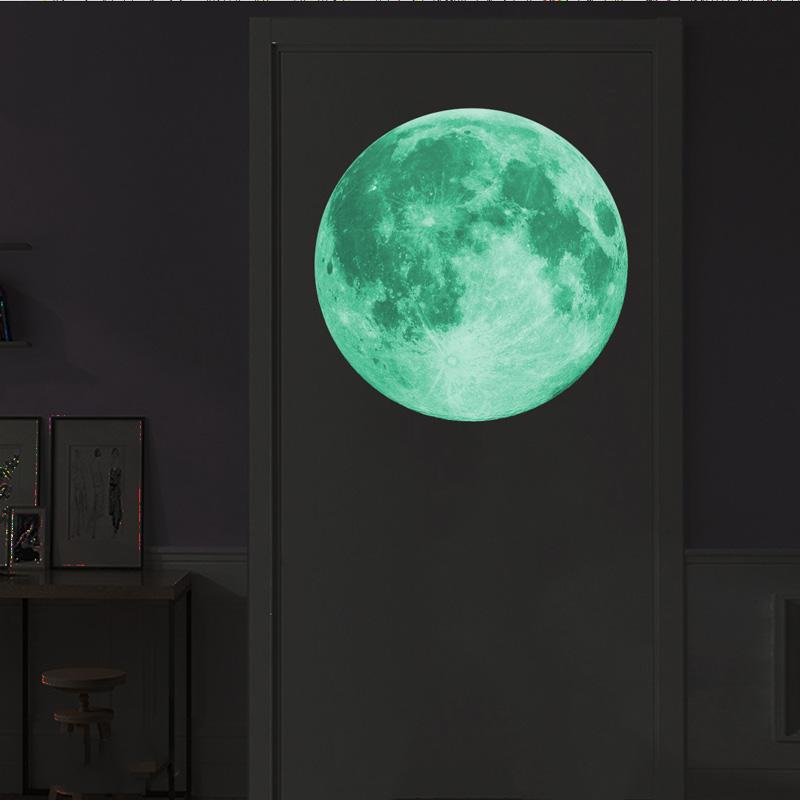 30cm Luminous Moon 3D Wall Sticker For Kids Room Living Room Decor Bedroom Decoration Home Decals Glow In The Dark Wallpaper