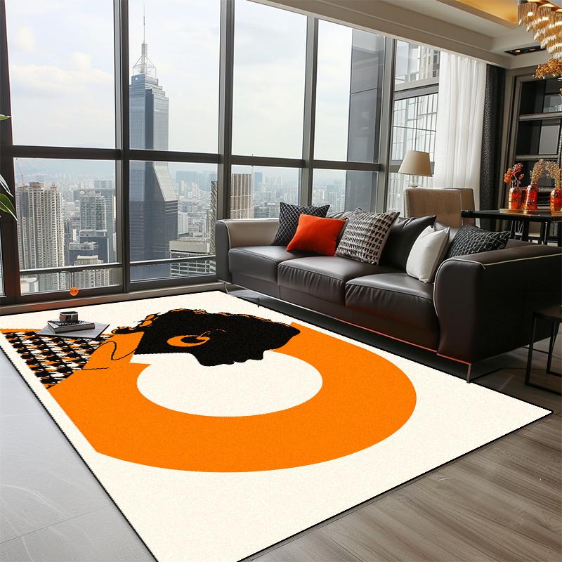 

Orange Geometric Non-slip Rug for Girls Large Area Carpet Home Decor Bedroom Living Room Office Study Balcony Mat 60*90cm