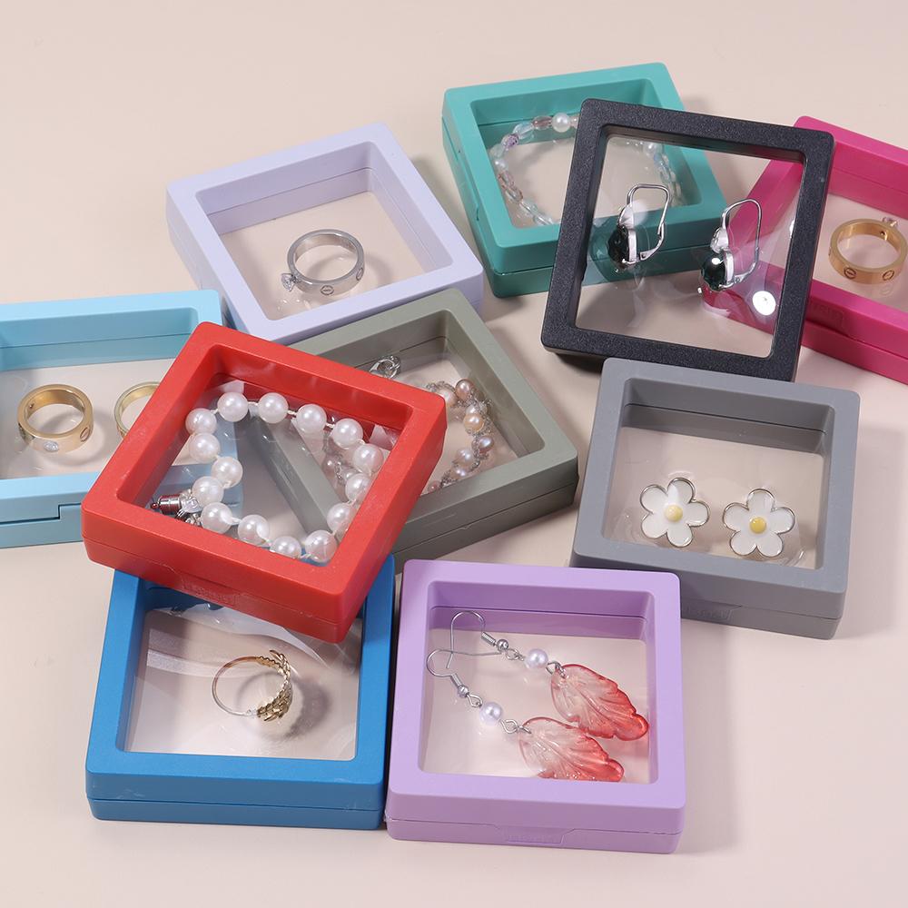 1Pc PE Film Transparent Visible Jewelry Storage Box Ring Earring Box Bracelet Necklace Display Box Jewelry Dustproof Storage Box