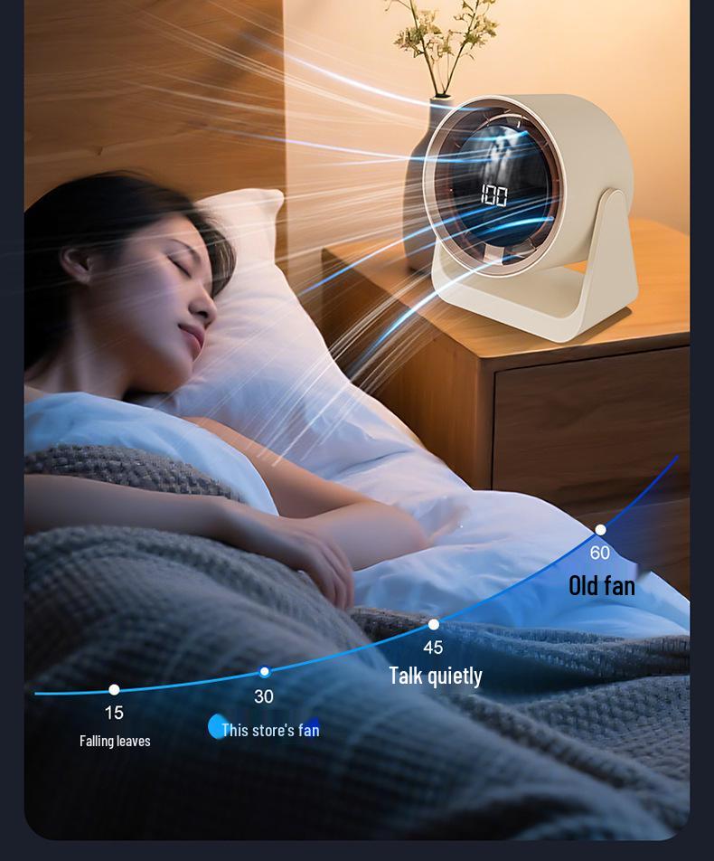 Portable Dormitory Clip Fan - Compact Digital Display for Desktop Circulation