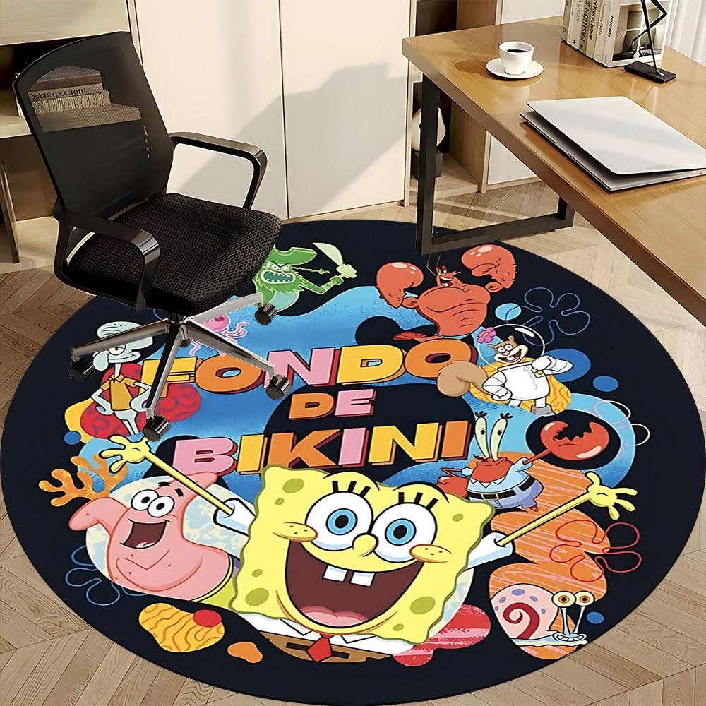 1PC SpongeBob SquarePants Office Round Rug - Perfect for Office or Study Decor, Non-Slip Backing, Decorative Floor Mat Yy250916022