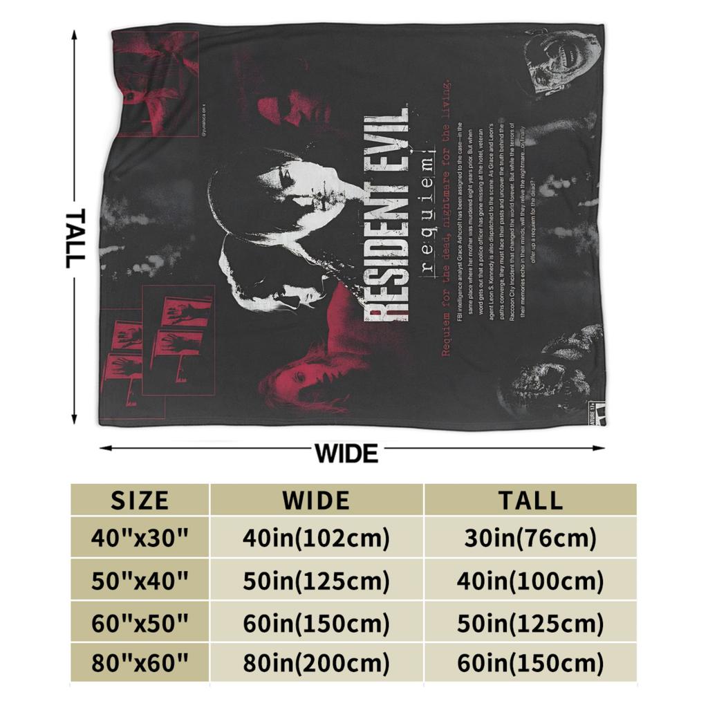 Residents Evils 9 Print Blanket For Men Women Super Soft Cozy Games Throw Blankets for Living Room 50x60 Inches Multiple Sizes