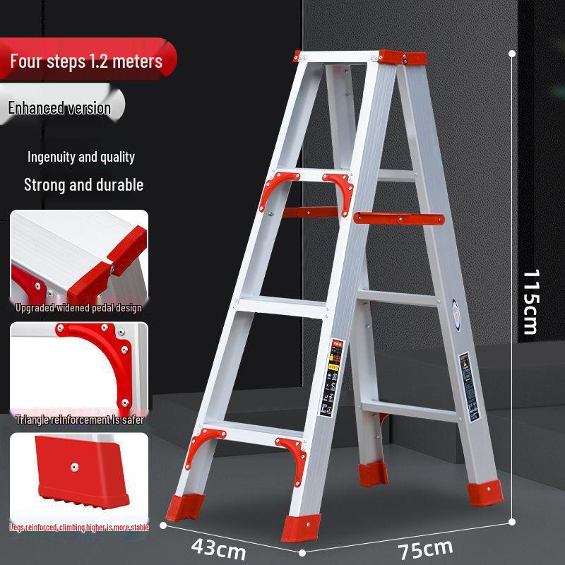 Portable Aluminum Multifunctional Herringbone Ladder - Folding, Non-slip, and Thickened Design for Household and Outdoor Use.