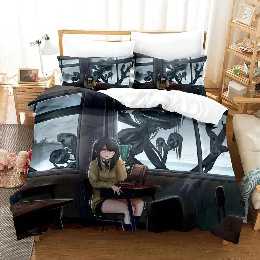 Anime Mieruko-chan Bedding Set Duvet Cover Bed Set Quilt Cover Pillowcase Comforter King Queen Size Boys Adult Bedding Set