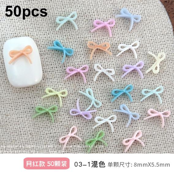 Mixed Cute Mini Colorful Resin Line Bowknot Bow Tie Ribbon Nail Art Decorations DIY Manicure Rhinestones Accessories