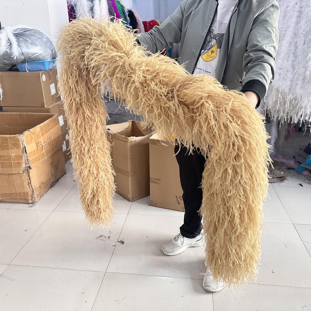 DIY Blau Natürliche Straußenfedern Boa Schal 1-20 Lagen Flauschige Federn Band Schal für Hochzeit Weihnachten Schal Röcke Nähzubehör