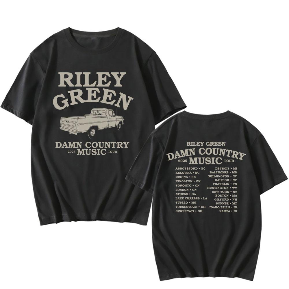 DCM Damn Country Music Tour 2025 Tričko RILEY GREEN Zpěvák Grafická Trička Pánské Dámské Oblečení Bavlna Krátký Rukáv Unisex Trička