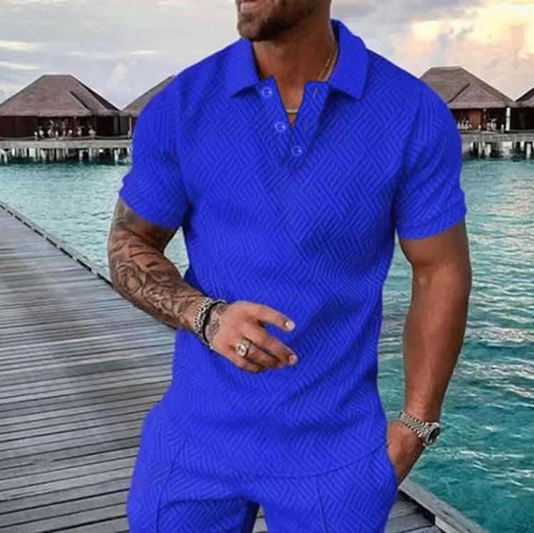 Męska Letnia Moda Casualowa Koszulka Polo z Nadrukiem z Kołnierzykiem na Guziki i Casualowym Krótkim Rękawem