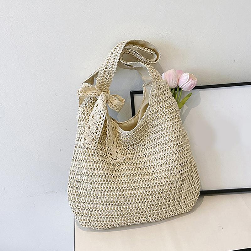 Fashi Rattan Women Shoulder Bags Woven Female Handbags Large Capacity Summer Beach Straw Bags Casual Tote Purses