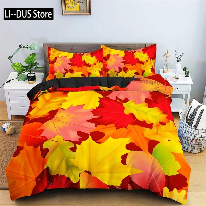 Comforter Canadian Maple Leaves Autumn Theme Bedding Set Microfiber Leaf Comforter Twin Full King For Kids Adult Bedroom