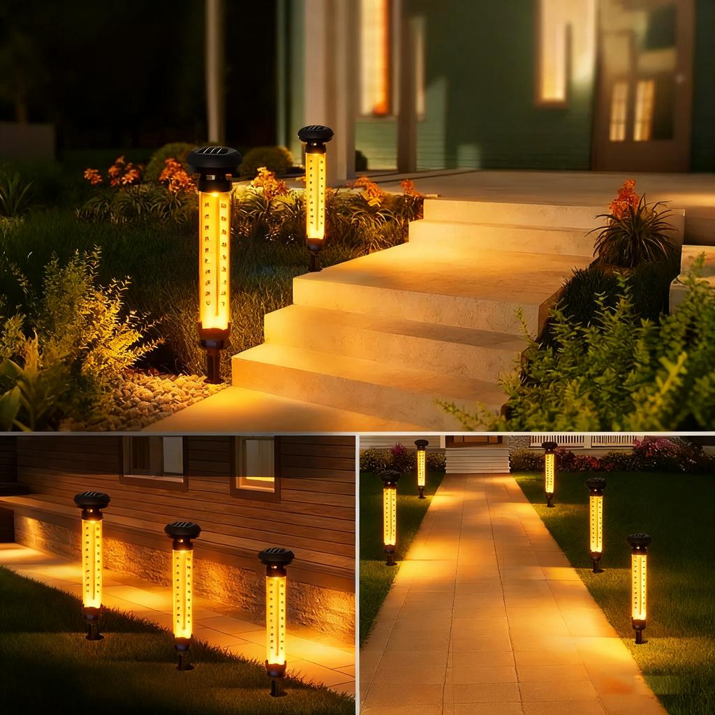 Solar Lawn Lamp Thermometer Needle Shaped Temperature Measurement Waterproof Landscape Lighting for Garden Courtyard Decoration