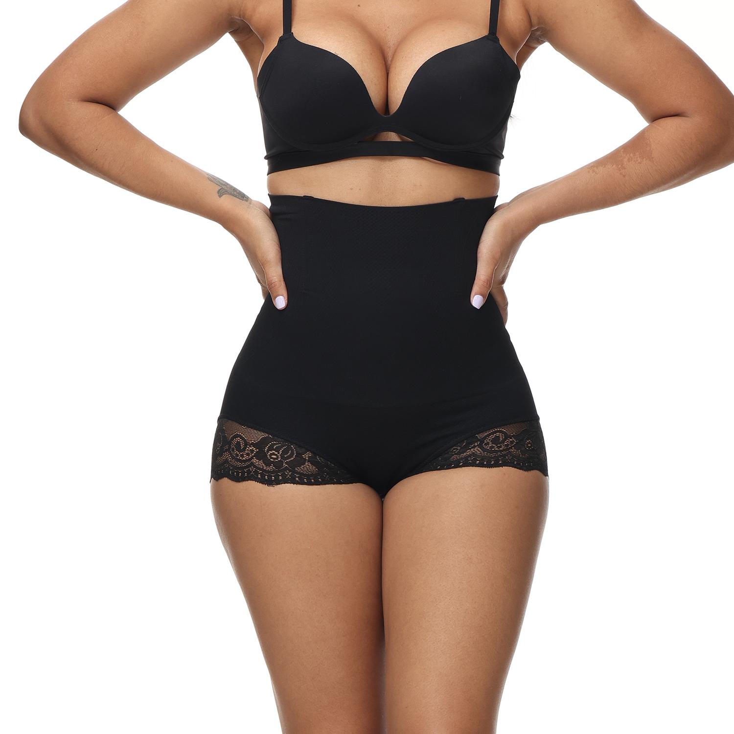 

Корректирующее белье для женщин с высокой талией, утягивающее нижнее белье, кружевные утягивающие трусы-корсеты XL/XXL чёрный