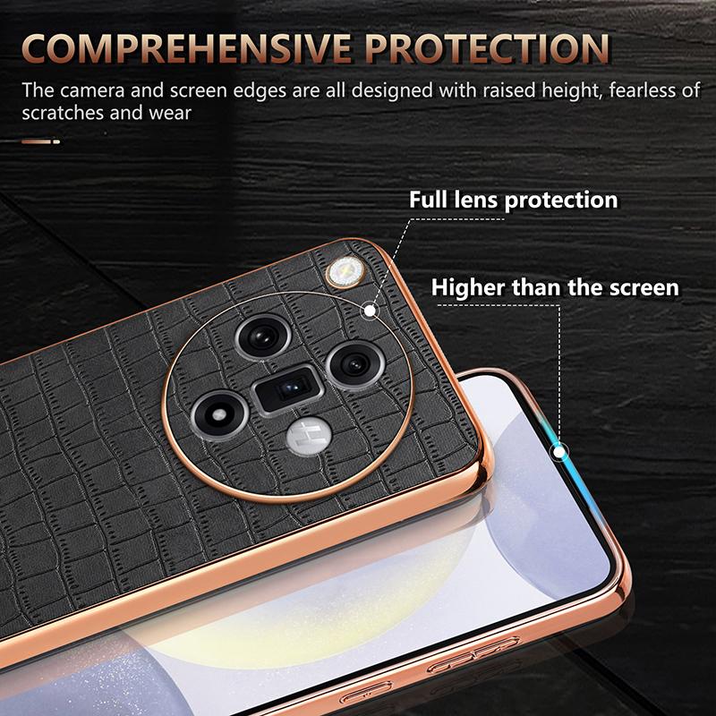 For Oppo Find X7 Ultra Case Electroplating Leather Coated TPU Phone Cover