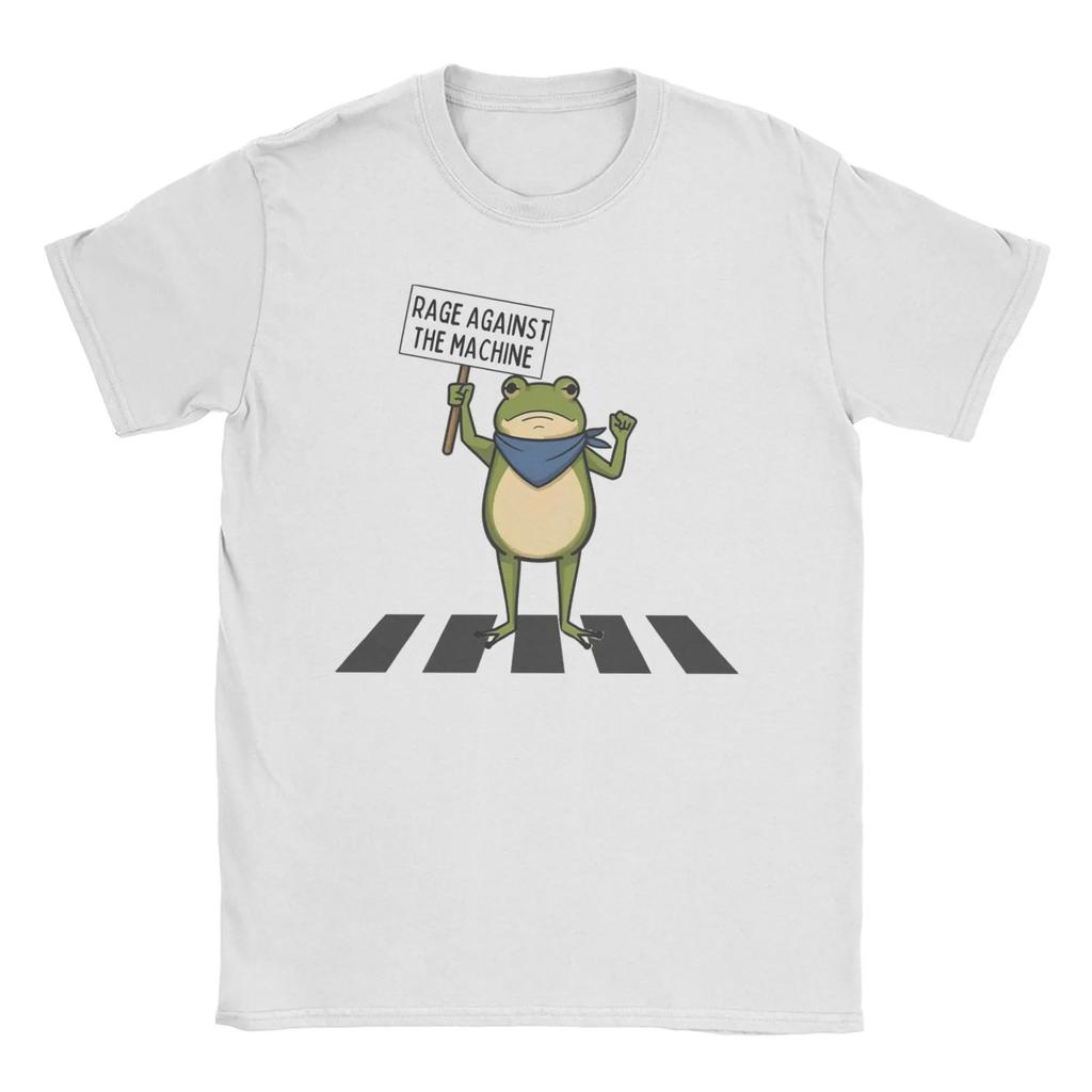 Śmieszne koszulki z memami Resist Portland Żaba Rage Against The Machine Sztuka z żabą Bawełniana koszulka z krótkim rękawem Dekolt O Ubrania Unisex