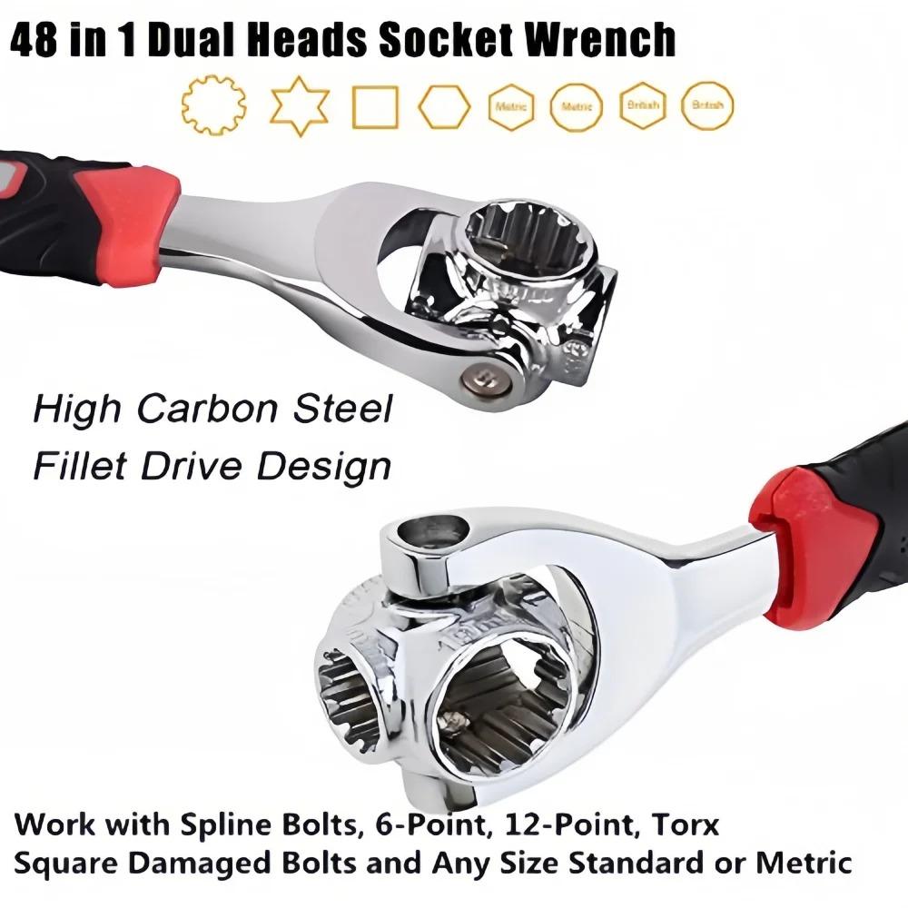 Universal Wrench 52 in 1 Socket Wrench Tool with Multifunction 360 Degree Rotating Head, Tool Kit for Home and Car Repair