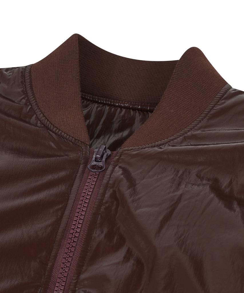 Ironyporno Whiteline 86-Iro342 Essential Balloon Glossy Ma-1 Short Padded Jacket Brown